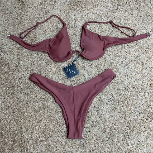 Zaful Other - High Leg Unwire Bikini (Mauve Color)